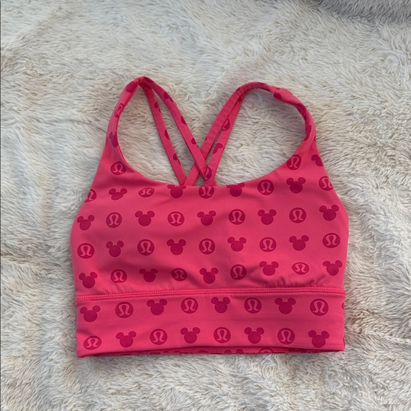 Lululemon Pink Sports Bra with Mickey Mouse Print - Picture 1 of 4